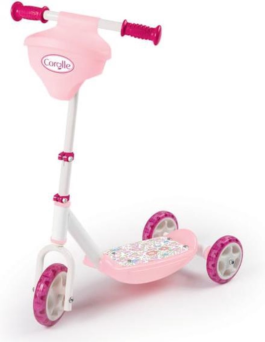 Roze scooter Carolle met stoeltje voor pop | driewieler step | kleuterstep | Patinette Smoby